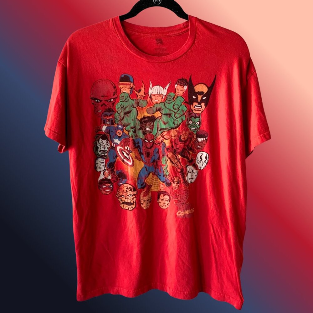 Marvel Comics Red Spider-Man Hulk Superheroes Graphic T-Shirt Men’s L